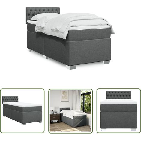 The Living Store Boxspringbett mit Matratze Dunkelgrau 100x200 cm Stoff - Boxspringbett - Doppelbett - Bettsystem - Schlafsofa - Polsterbett (1/5)