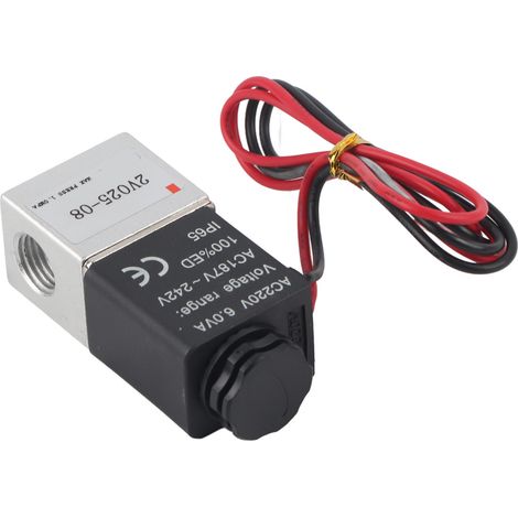 Électrovanne 2 voies 2 positions en alliage d'aluminium, normalement fermée, raccord G1/4, 2V025-08AC220V, outillage industriel (1/5)