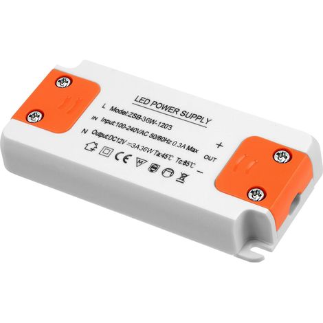 Transformateur 220V 12V LED 36W, Transformateur LED Entrée LED Driver Alimentation 12V 36W 3A, Convertisseur de Tension AC à DC, Ultra Mince Transformateur, pour Lampes LED (1/5)