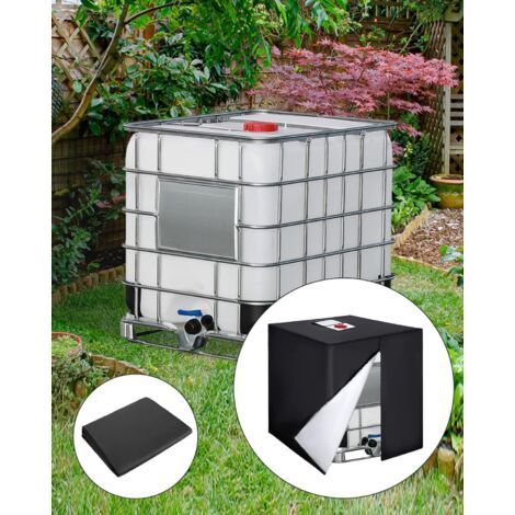 Bâche de réservoir d'eau, 420D Réservoir d'eau Couvercle, Bâche Couverture Réservoir IBC pour Cuve 1000L, Capôt de Protection Container Citerne Eau, Anti-poussière Anti-UV Anti-Pluie, 120x100x116cm (l (1/4)
