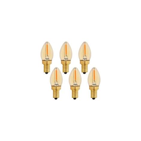 Ampoule LED C7 E12 220V, Ampoule Bougie Edison Vintage E12 0.5W Remplacement 5W, Ampoule à Filament LED E12 Ambre Ampoule Décorative Veilleuse, Blanc Chaud 2200K, Non Dimmable, Lot de 6 (1/5)