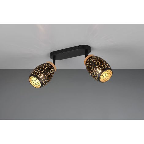 Applique bidar noir et or 2xe14 ip20 10w max bois et metal trio