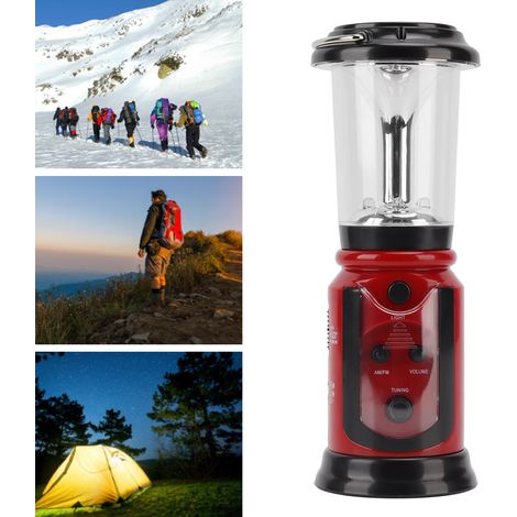 Multifunktionales AM/FM-Campingradio mit roter LED-Taschenlampe, Notlicht und Handkurbelgenerator zur Katastrophenvorsorge und für Notfallsituationen. (1/5)