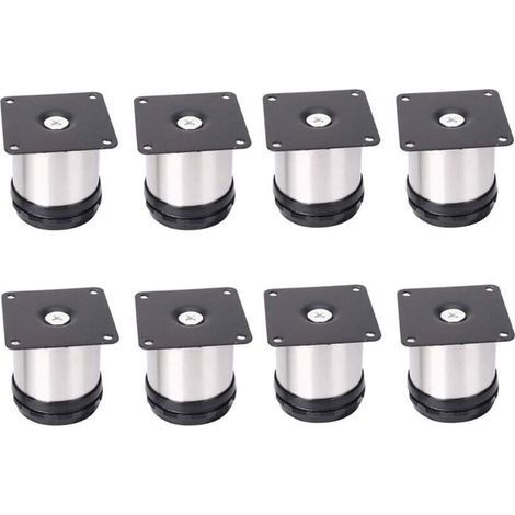 verstellbare Möbelfüße aus Edelstahl, 50 mm höhenverstellbar, verstärkte Schrankfüße, Tischfüße, Möbelfüße, gebürsteter Edelstahl, höhenverstellbar 0–15 mm (1/5)