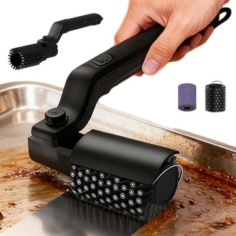 Cepillo eléctrico para parrilla - Cepillo giratorio - Limpieza de barbacoas - Cerdas de acero inoxidable - 42,6 cm de longitud - Negro (1/5)