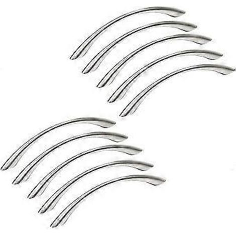 Lot de 10 poignées de porte de placard de cuisine en acier inoxydable 96 mm - Entraxe des poignées en acier inoxydable nickel brossé (1/5)