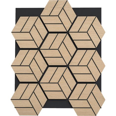 Set di 4 pannelli acustici esagonali 81 x 66 cm con efficace assorbimento acustico effetto legno naturale 200018884