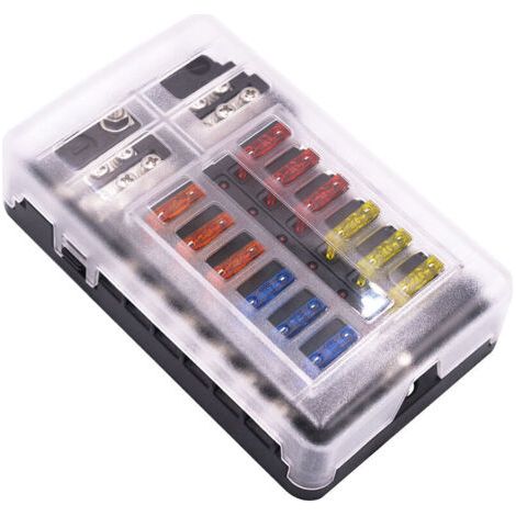 FENOPLASTICAScatola portafusibili multi-via per auto, portafusibile a 12 poli positivo e negativo per auto e barche con scatola portafusibili avvitabile e luce LED (1/5)
