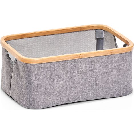 Zeller Aufbewahrungskorb, Polyester/Bamboo, Grau