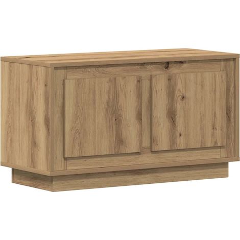 Meuble TV rectangulaire moderne fonctionnel espace de rangement 80 x 35 x 45 cm en bois chêne artisanal (1/5)