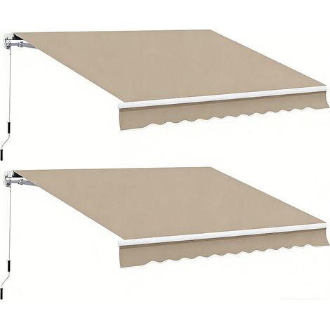 2er-Set alu-Gelenkarmmarkise 3,95m Sonnenschutz Beige für Balkon & Terrasse (1/5)