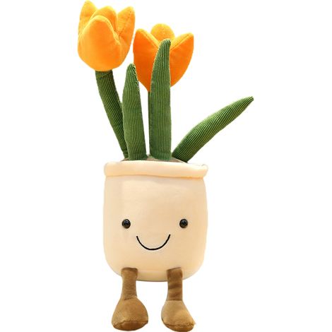 Tulipe réaliste 35cm, plante succulente en peluche, jouet décoratif doux, poupée fleur en pot, coussin moelleux pour enfant cadeau fille (1/5)