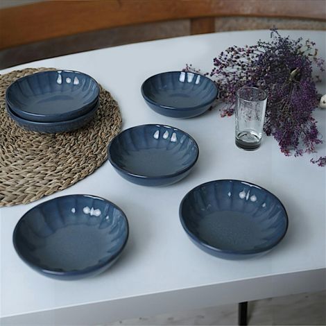 Bol apéro bleu foncé forme fleur (lot de 6) EFIRA (1/5)