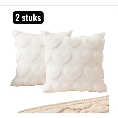 taies d oreiller en velours brodées motif cœurs décoration Noël et Saint Valentin dimension 45 × 45 cm lot de 2 (1/5)