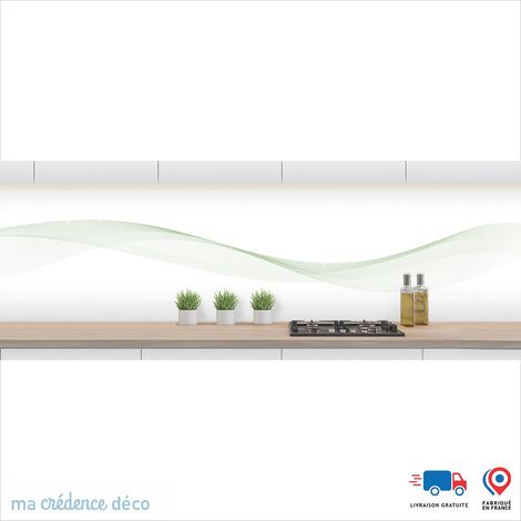 Crédence : Courbes 3 - Couleur Vert blanc - Alu composite - 60 - 120 (1/3)