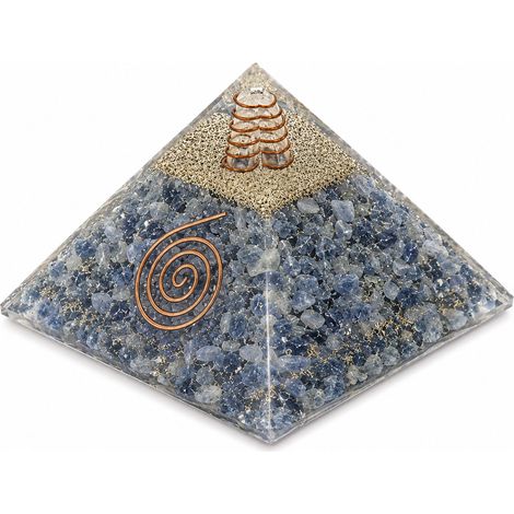 Pyramide orgonite en agate bleue énergie 6 cm
