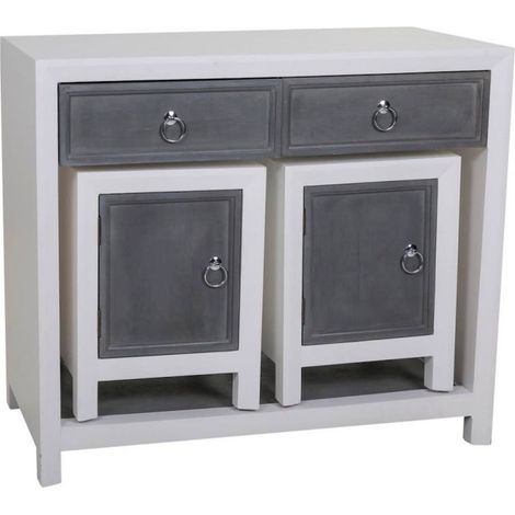 Console en bois blanc et gris avec tabourets assortis élégants - blanc et gris contemporain