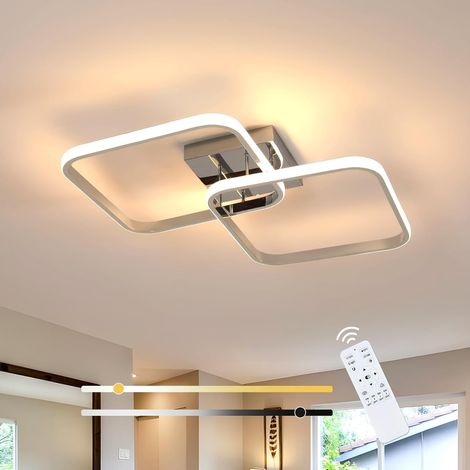 Square Cross LED Ceiling Light, Chrome-plated aluminium, 50W, dimmable, adjustable colour temperature (3000K–6500K), Suitable for living rooms, offices and kitchens (1/5)