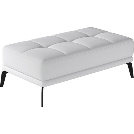 Pouf tissu simili cuir blanc Torpille 140cm