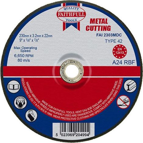 Faithfull Depressed Centre Metal Cutting Disc 230 x 3.2 x 22.23mm