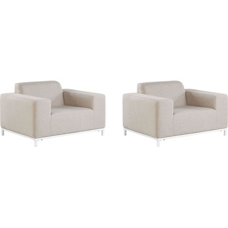 Set of 2 Garden Armchairs ROVIGO Fabric Beige
