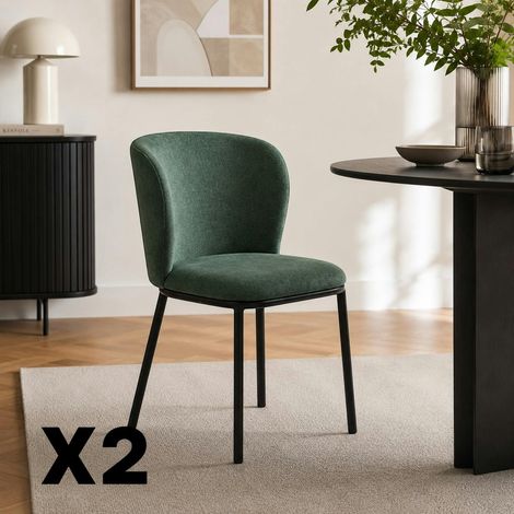Chaise tissu vert dossier courbe (x2) AUREN (1/5)