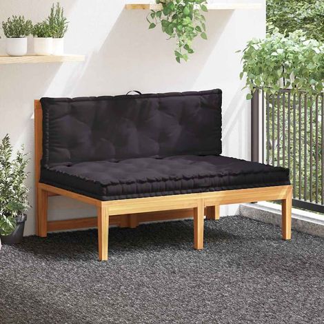 vidaXL Coussins de plancher de palette lot de 2 Coton Noir (1/5)