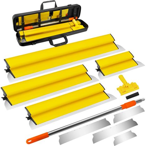 Spatule Enduit, Kit de spatules 25cm, 40cm, 60cm, 80 cm en acier inoxydable, 0,4 mm d'épaisseur, manche d'extension de 75 cm à 120 cm, grandes surfaces décoration murale et construction (1/5)