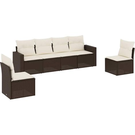 Maison Exclusive - Set sofás de jardín 6 piezas y cojines ratán s (1/5)