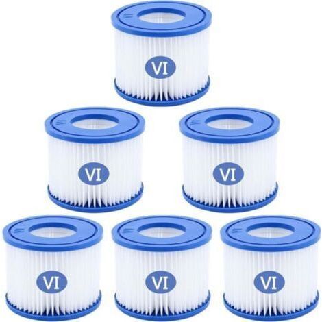 Lot de 6 Cartouches filtrantes pour Piscine Type VI, Cartouche Filtre pour Bestway Pompe de Piscine, Filtre de Piscine Intex pour Lay-Z-Spa, Miami, Monaco, Vegas (1/5)