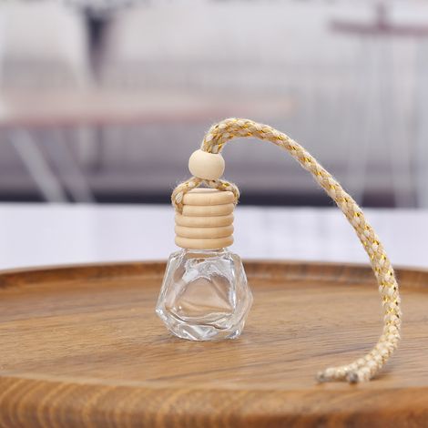 Lot de 10 bouteilles de parfum en verre à suspendre pour voiture Désodorisant Diffuseur Aromathérapie Ornement de bouteille (forme de diamant) (1/4)