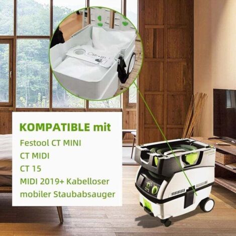 NALOOKAMIC Lot de 8 sacs filtrants SELFCLEAN SC-FIS-CT MINI/MIDI-2/5 pour aspirateur Festool CT MINI/MIDI 2019+, grande capacité, pièces de rechange uniques (1/3)