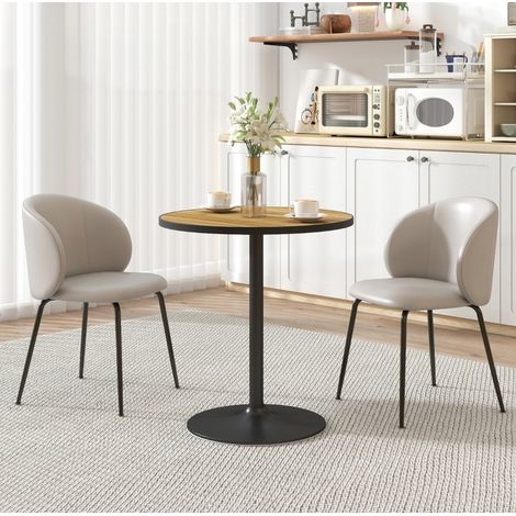 Mesa de comedor redonda efecto roble Ø70 x 76 cm para 2-4 personas (1/5)