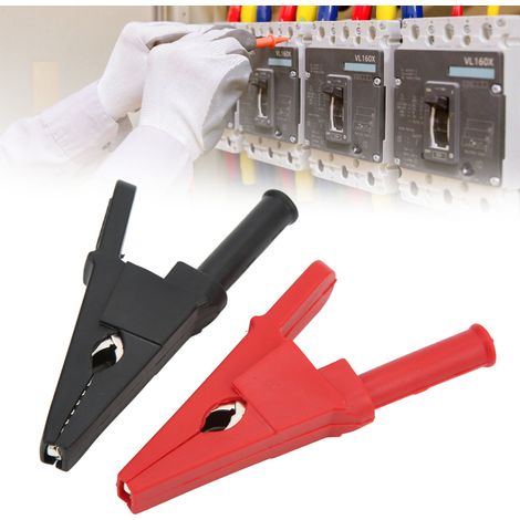 20 mm offene Krokodilklemme aus Vollkupfer mit 4-mm-Buchse am Ende, Krokodilklemme für Leistungsprüfung, rot und schwarz, verkauft im 5er-Pack, J.60050 (1/5)