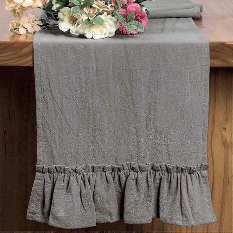 Tischläufer aus Baumwollrüschen, Partyzubehör, Stoffdekoration, romantisches einfarbiges Platzdeckchen für Feiertage, Hochzeiten, Weihnachten, Deckchen-30x200cm-Dark gray