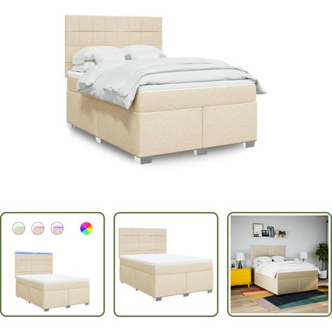 Matratze - Boxspringbett mit Matratze Creme 160x200 cm Stoff (1/5)
