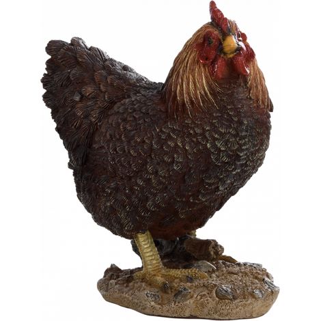 Figurine décorative intérieur ou extérieur - Poule debout - H 19,8 cm - Marron foncé - Livraison gratuite (1/5)