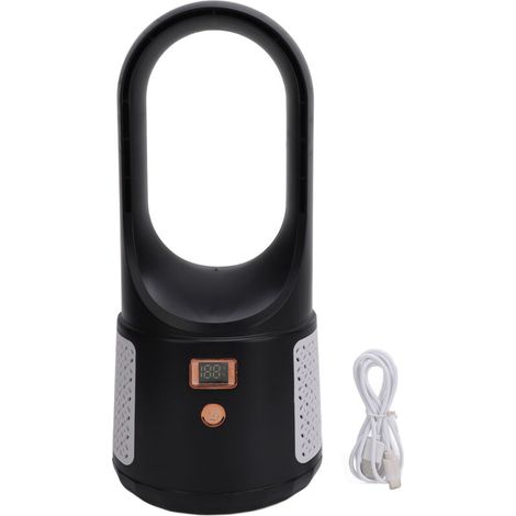 Ventilador de escritorio USB sin aspas, 6 velocidades silenciosas, indicador LED de encendido, color negro: ideal para el hogar, el dormitorio y la oficina.