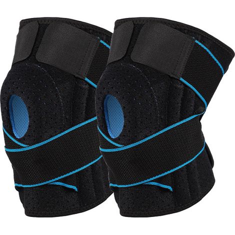 Genouillère de sport (1 paire), avec stabilisateurs latéraux et coussinets en caoutchouc, orthèse rotulienne et ligamentaire ajustable, idéale pour s (1/3)