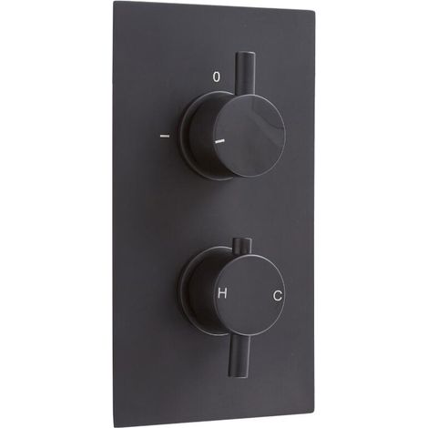 Milano Nero 2 Outlet Twin Diverter Thermostatic Concealed Mixer Shower Valve - Black (1/4)