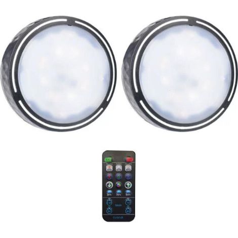 [Lot de 2 Noir]Veilleuse à pile, RGBW Lampe LED sans fil, Lampe Spot LED, Lampe d'armoire pour pour Penderie/Placard Étagère/Entrée/Cuisine/Passage