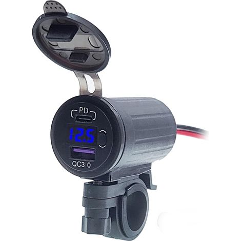 Chargeur de téléphone de moto, port USB pour chargeur de moto Port USB à double port pour moto Écran LED de voltmètre, chargeur GPS pour tablette et téléphone, accessoire (1/5)