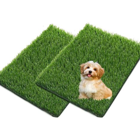 Toilette Chien - Lot de 2 - Gazon Artificiel - Anti-Odeur - Dressage Chiot - Intérieur Extérieur - 51 x 63 cm (1/5)