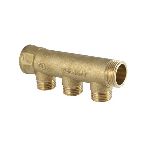 COLLETTORE LINEARE IN OTTONE GIALLO USCITA 3/4 EUROCONO- 1 x 3/4 3 Vie- TDMB- pezzi 1