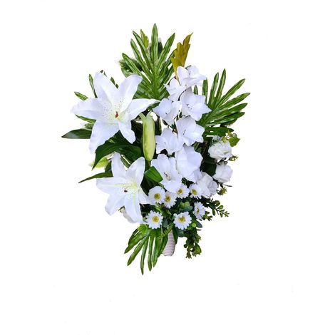 Vase de Fleurs Artificielles Cimetière, Saints, Anniversaire Debout Blanc à Mettre Directement dans Le Creux 70 cm Hauteur x 46 cm Largeur x 20 cm Profondeur (1/2)