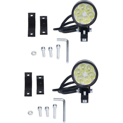 Kit de 2 phares de moto à LED avec projecteur, 6 LED et feux antibrouillard réglables (1/5)