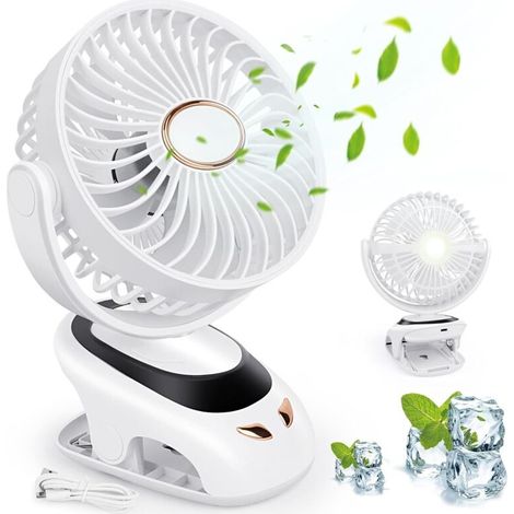 Einteiliger Tischventilator, tragbarer, leiser Ventilator, Mini-Clip-Ventilator, Tischventilator mit Nachtlicht und (1/4)