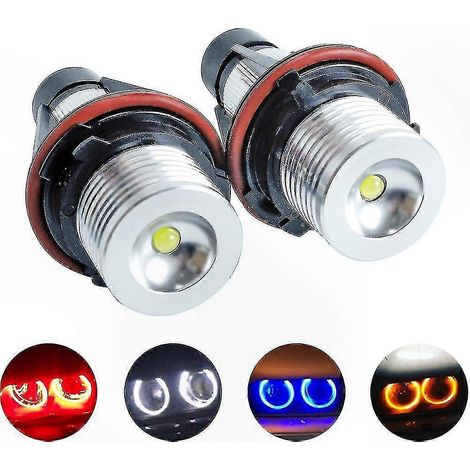 2pcs Feux de Position LED Angel Eyes pour BMW E39 E53 E60 E61 E63 E64 E65 E66 E87 525i 530i Xi 545i M5, Ampoules Halo Blanc (1/5)
