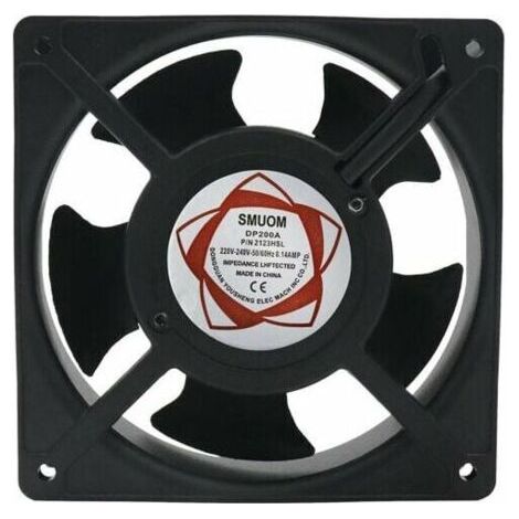 Ventilateur axial pour cassette de cheminée, insérable, haute température, de pales métalliques, silencieux et universel. 120 x 120 x 38 mm. -