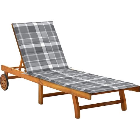 vidaXL Tumbona de jardín con cojín madera maciza de acacia (1/4)